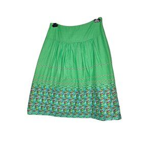 Harolds Green Floral Embroidered Cotton Skirt With Side Zipper Womens Size 4‎